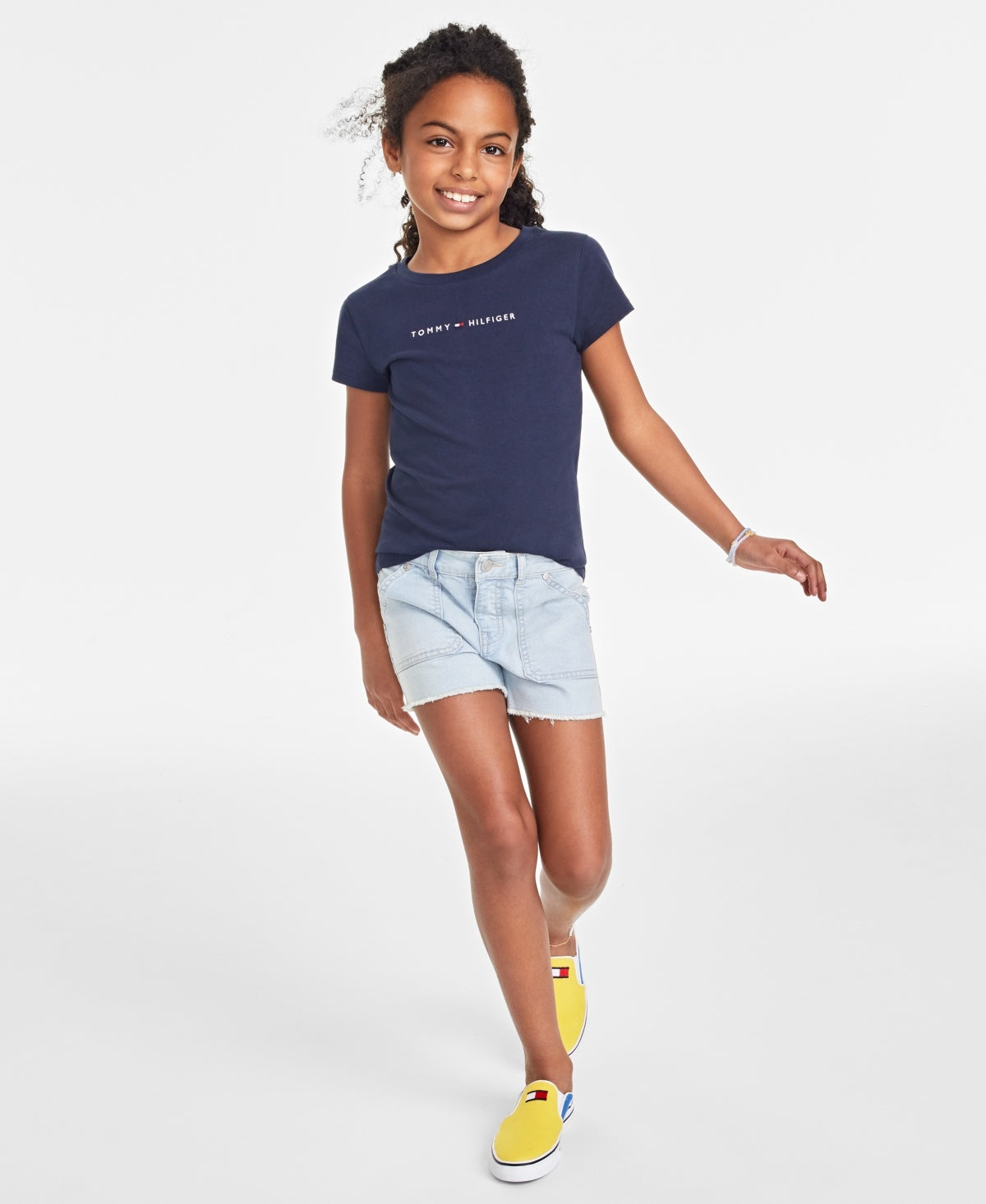 Tommy Hilfiger Girls' 5-Pocket Stretch Denim Shorts Bowery Wash/Fray