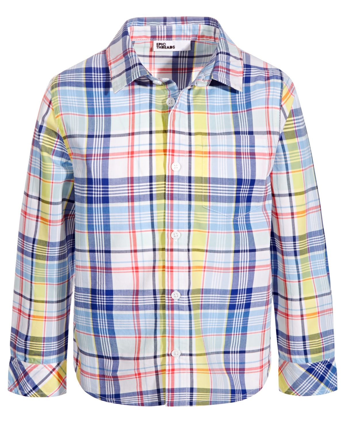 Epic Threads Boys River Long-Sleeve Cotton Plaid Shirt- River Plaid