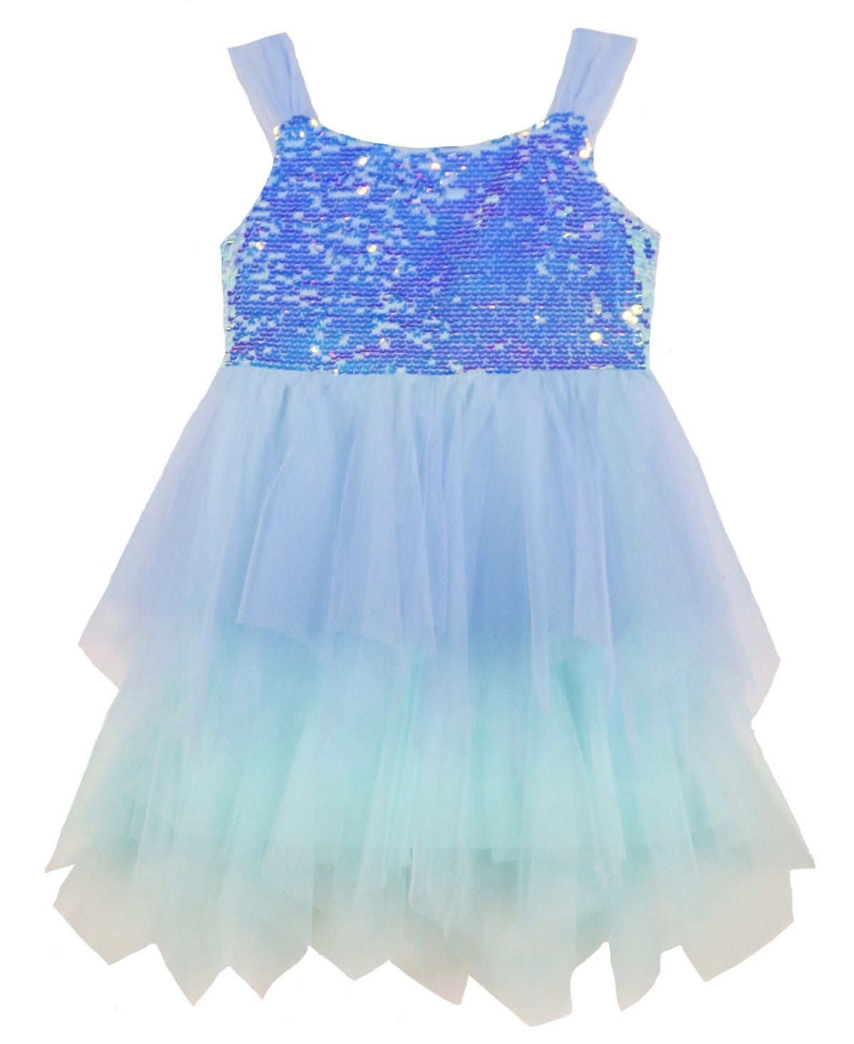Pink Violet Little Girls Sleeveless Ombre Sequin Fairy Hem Dress - Cornflower