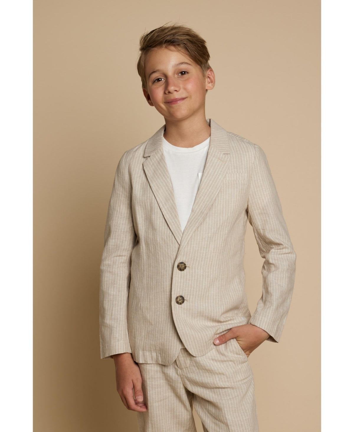 B by Brooks Brothers Big Boys Linen Blend Blazer - Sand