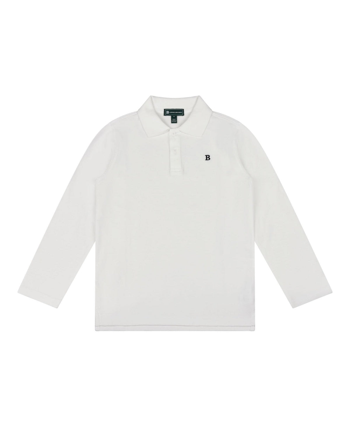 B by Brooks Brothers Big Boys Long Sleeve Pique Polo Shirt - White
