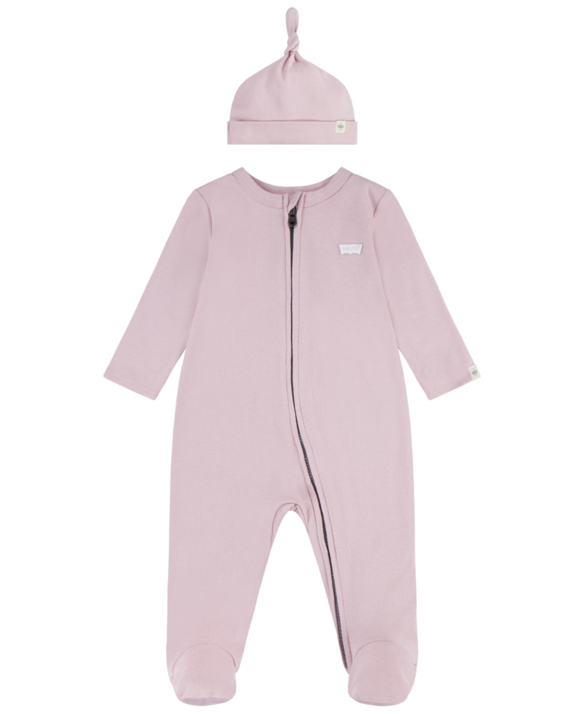 Levi's Baby Girls Footed Coveralls and Hat Set - Peachskin