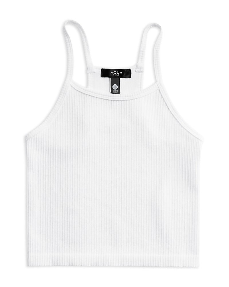 Aqua Girls' Seamless Crop Tank Top, Big Kid