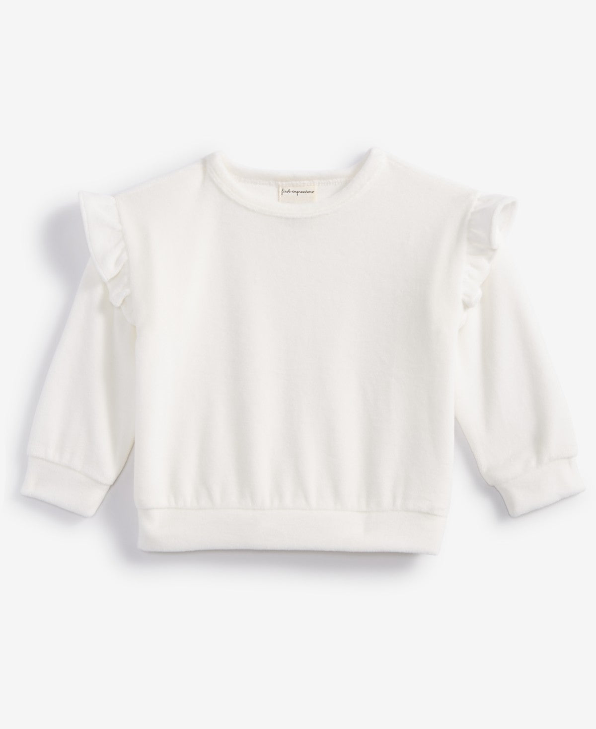 First Impressions Baby Girls Solid Ruffled Velour Top