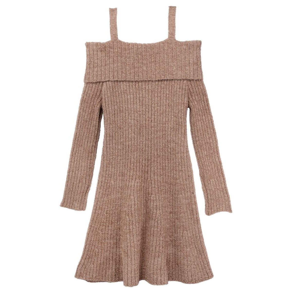 Rare Editions Big Girls Fuzzy Lurex Cold Should Dress - Taupe