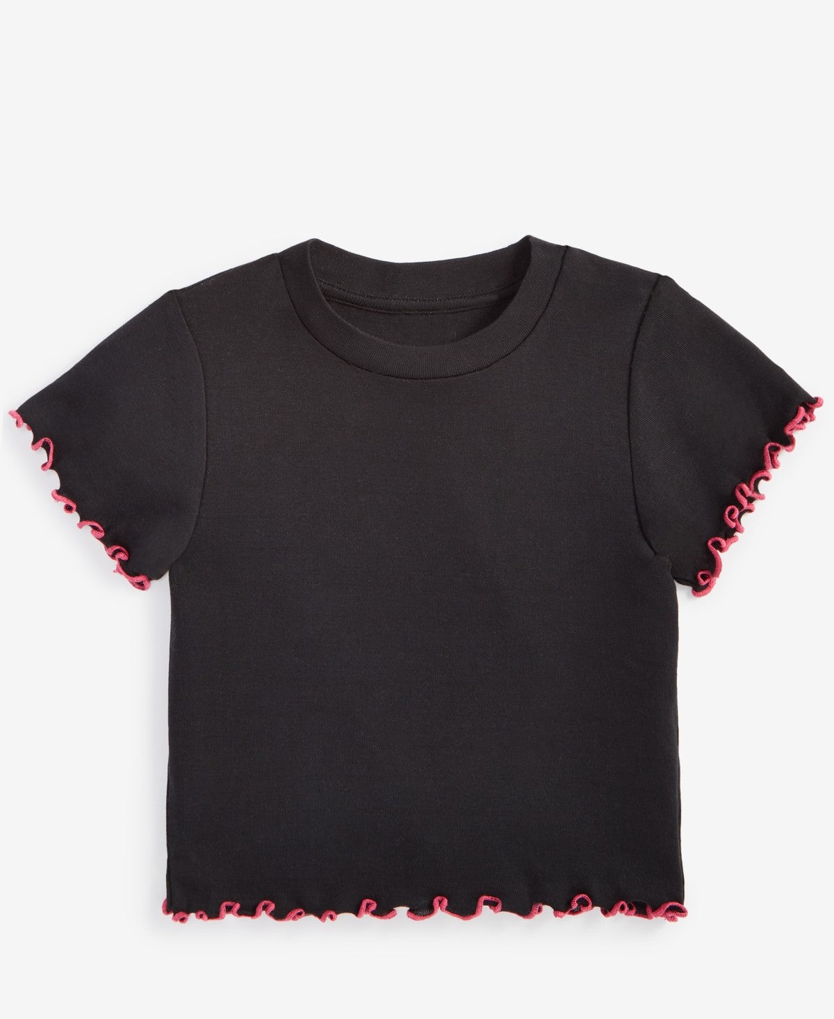 With Jules Big Girls Lettuce-Edge T-Shirt - Black