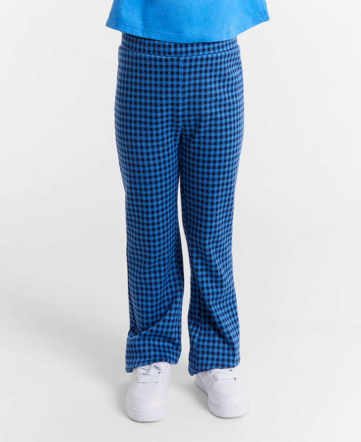 Epic Threads Girls Check Flared Ponte Pants- Campanula Blue