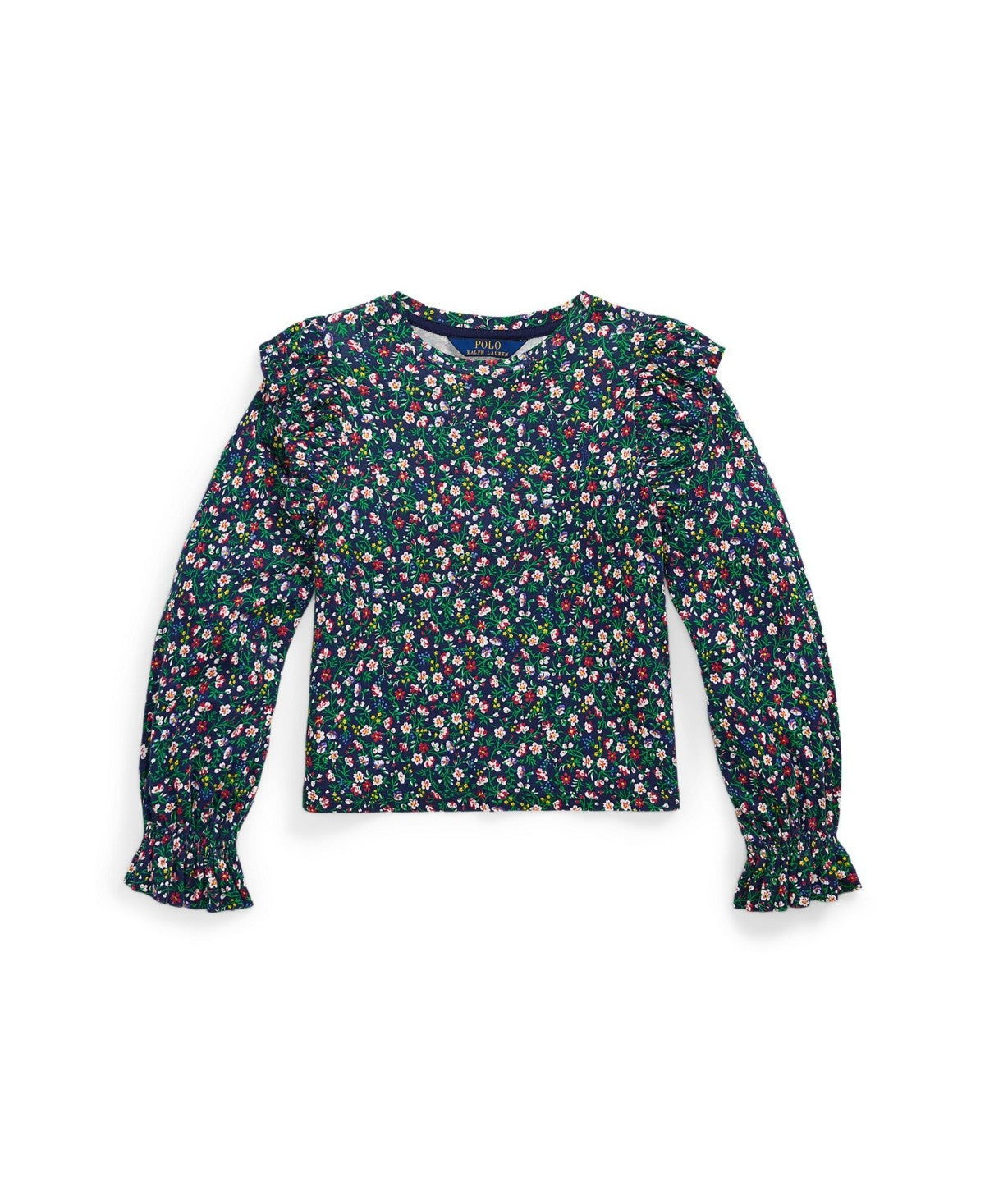 Polo Ralph Lauren Toddler and Little Girls Floral Ruffled Cotton-Modal Top - PAYDEN FLORAL NAVY W/ NAVY