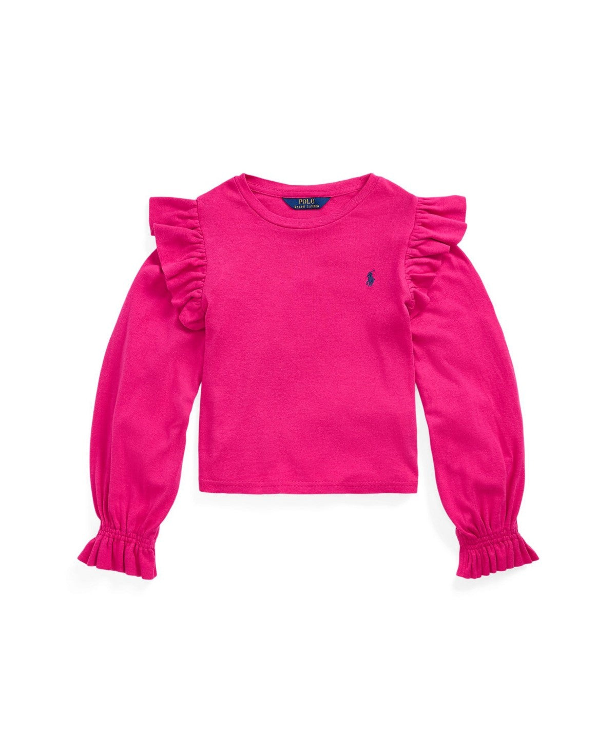 Polo Ralph Lauren Girls Ruffled Cotton-Modal Long-Sleeve Top - COLLEGE PINK