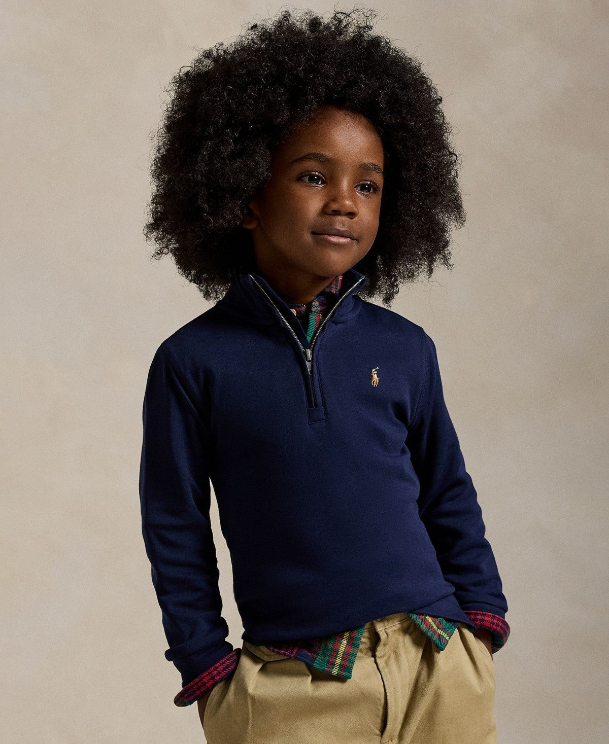 Polo Ralph Lauren Boys Cotton Interlock Quarter-Zip Pullover shirt