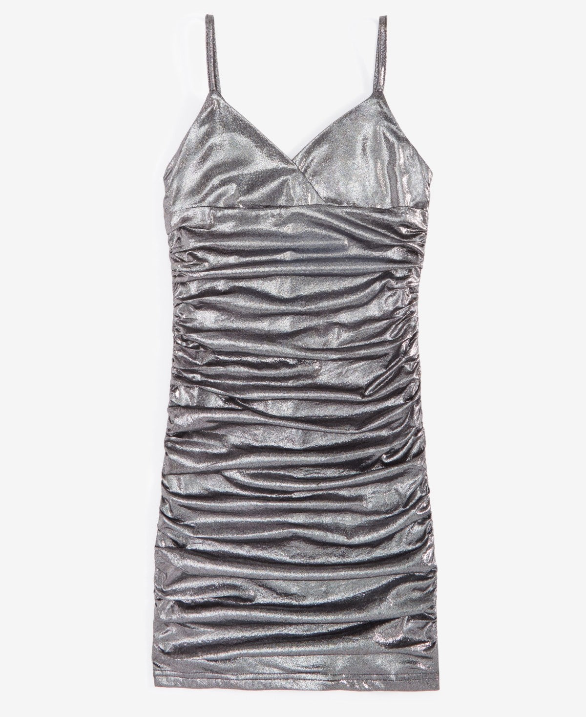 With Jules Big Girls Metallic Ruched Mini Dress - Black