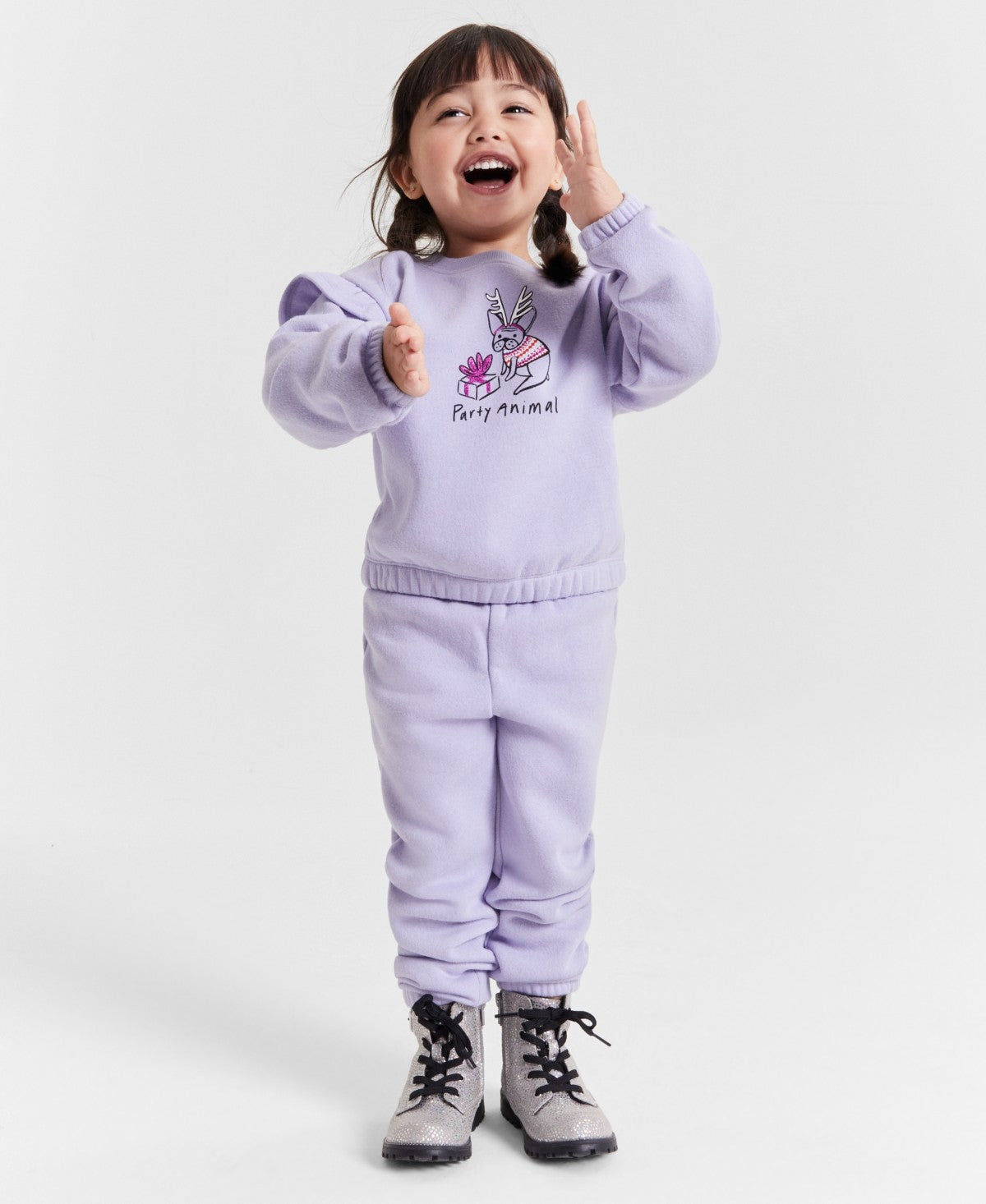 Epic Threads Toddler Girls 2-Pc. Puppy Sweatshirt & Sweatpants Set- Mystic Purple
