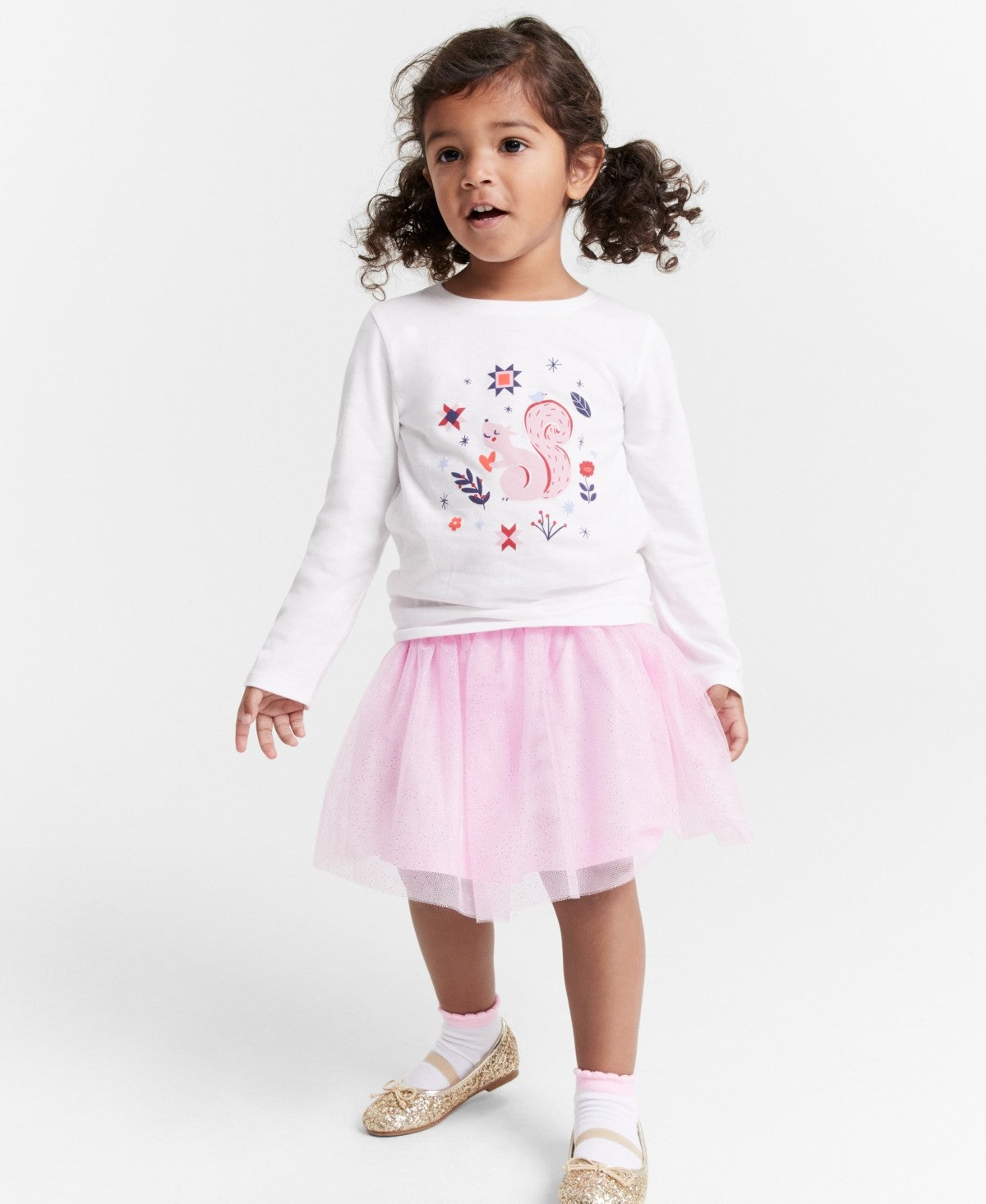 Epic Threads Toddler Girls Long-Sleeve Scandi Squirrel Graphic T-Shirt