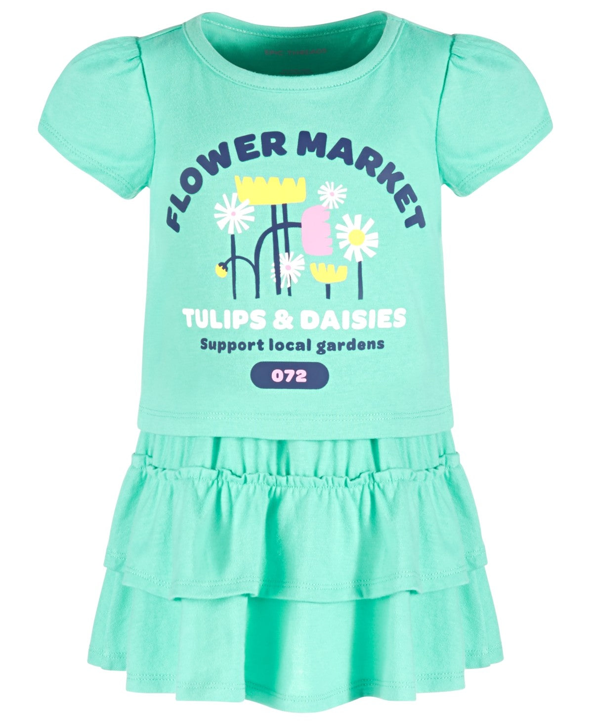Epic Threads Toddler Girls Flower Market Top & Skirt, 2 Piece Set- Aqua Edge