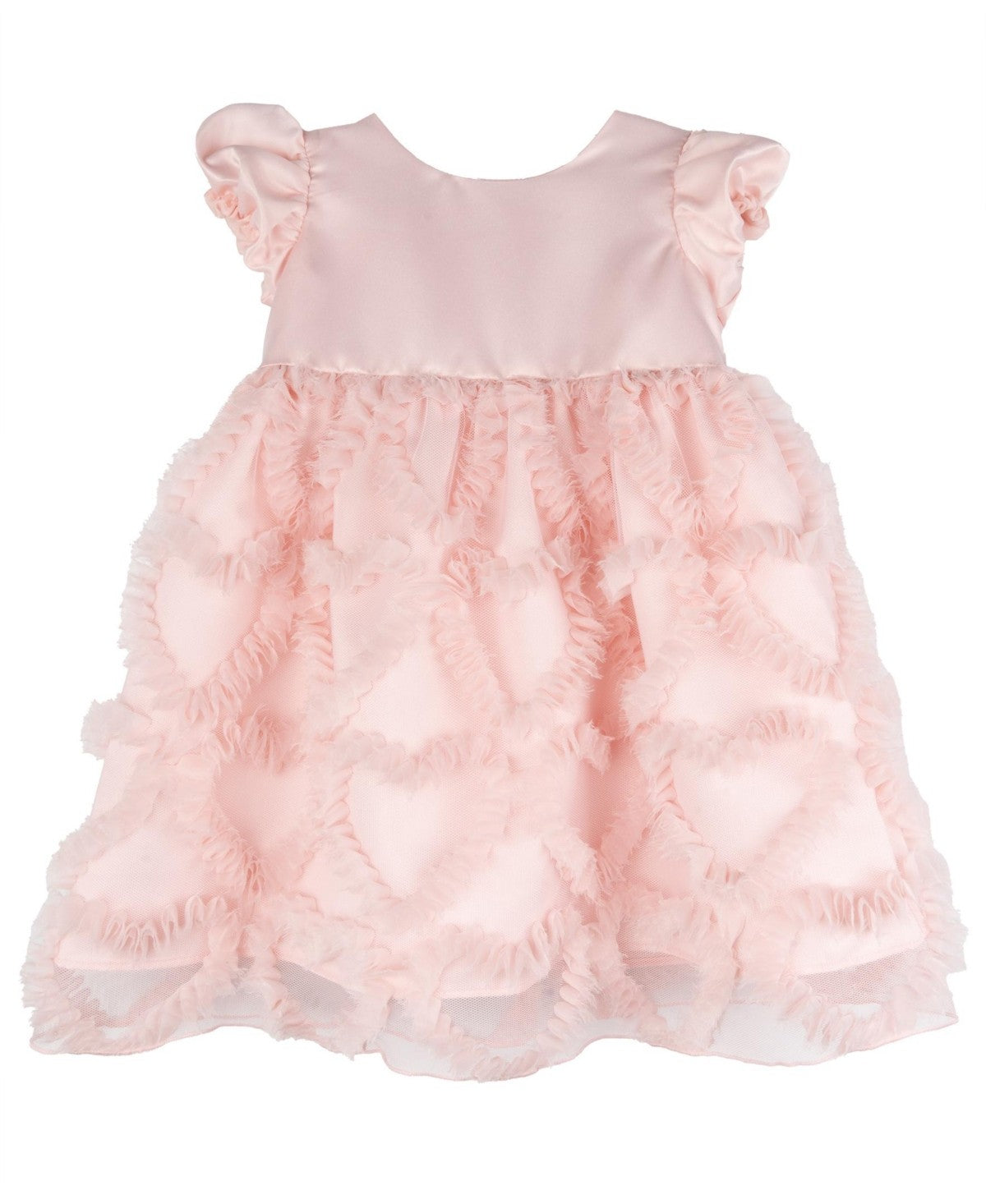 Rare Editions Baby Girl Social Dress with Heart Soutache Skirt - Blush