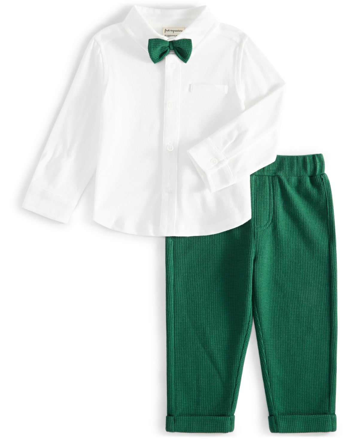 First Impressions Baby Boys Waffle Shirt & Pants Set