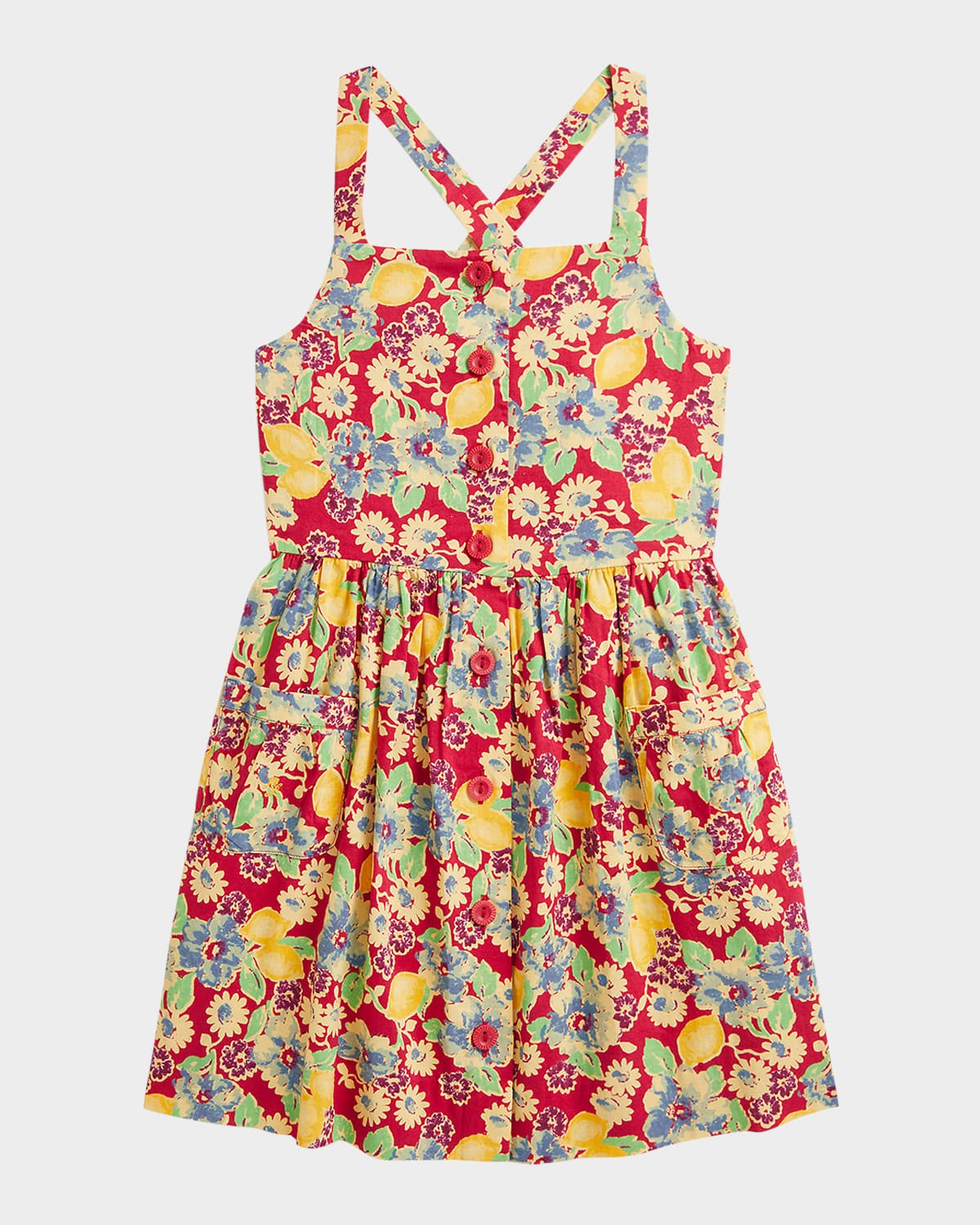 Polo Ralph Lauren Toddler Girls Lemon-Floral Slub Dress