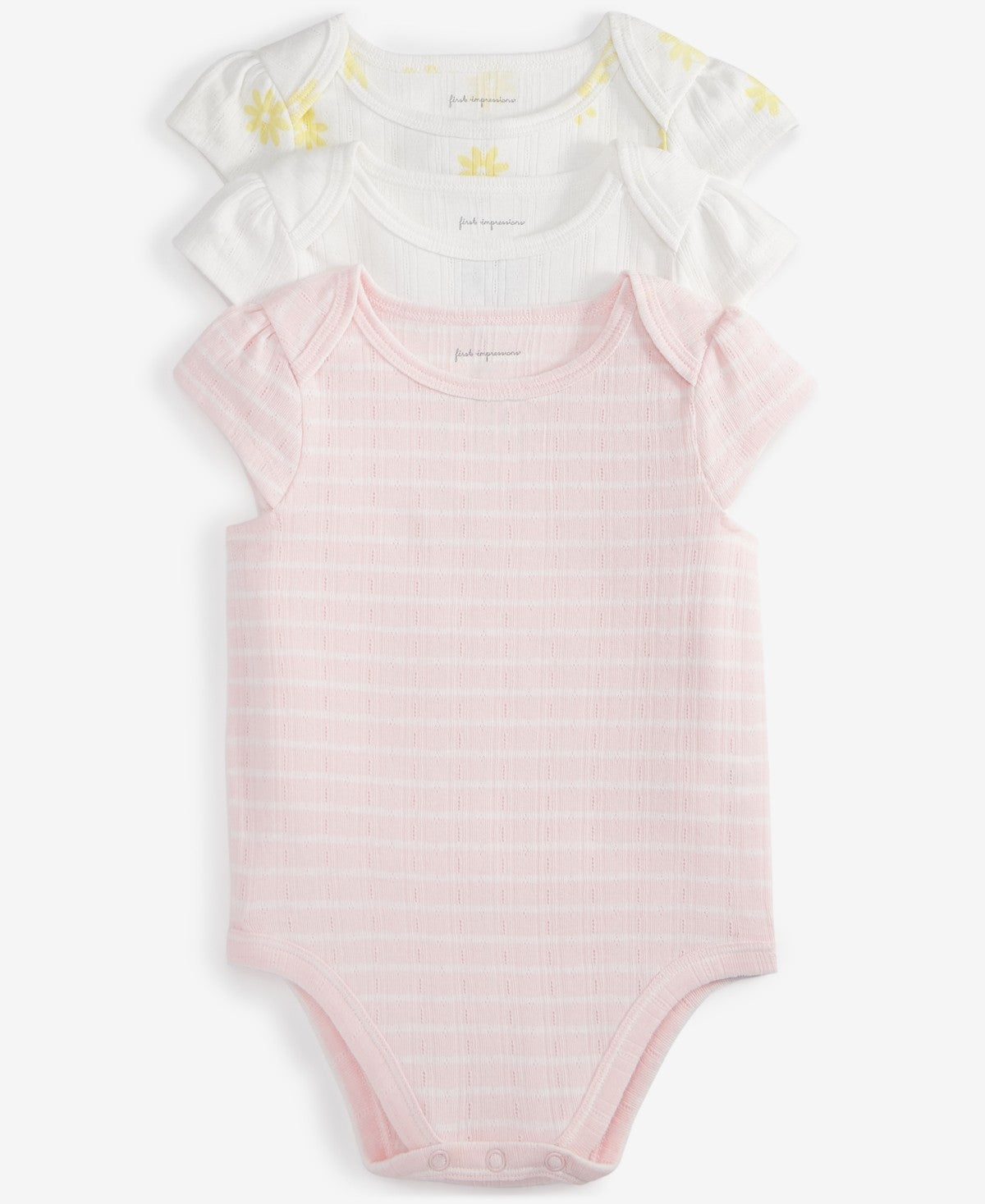 First Impressions Baby Pointelle Bodysuits, Pack of 3