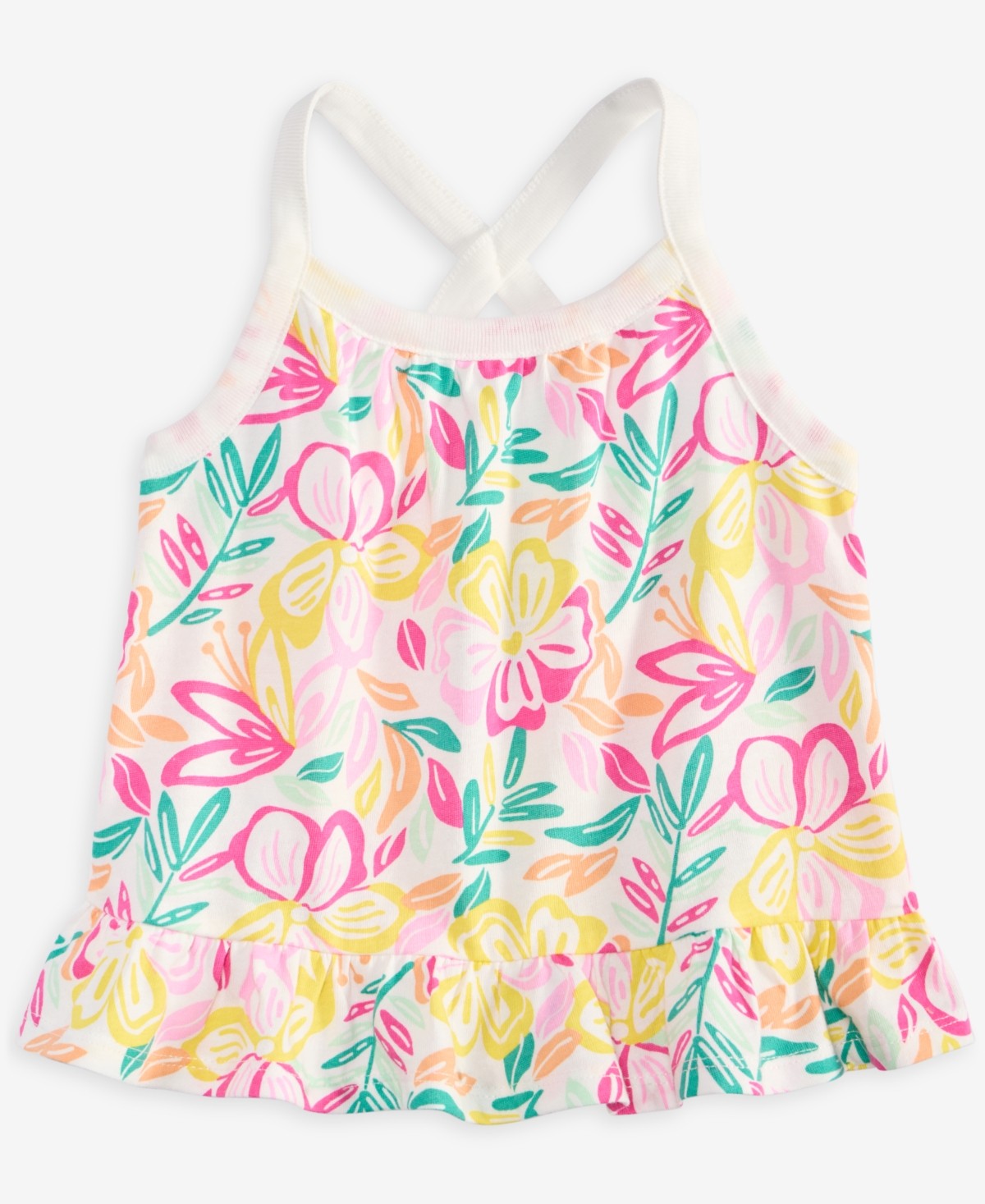 First Impressions Baby Girls Modern Tropical-Print Peplum Tank Top