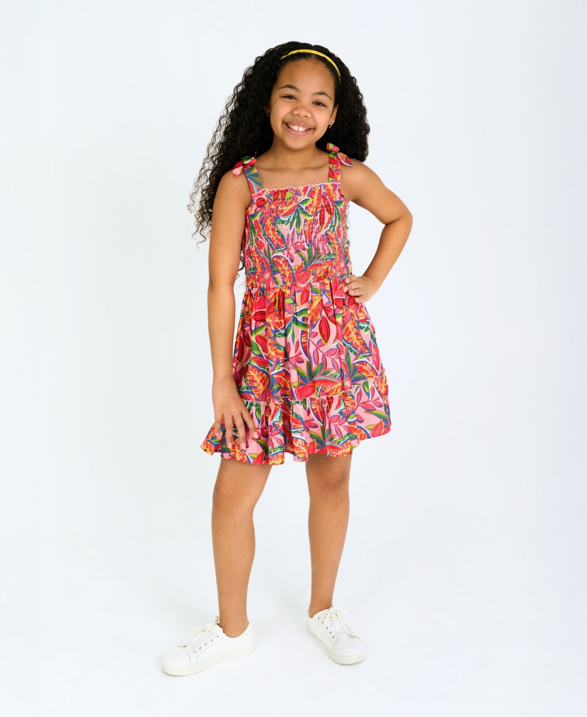 Rare Editions Big Girls Tropical Stretch Print Dress