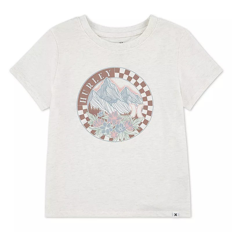 Hurley Girl's Floral Mountain Range Short Sleeve Graphic Baby Tee