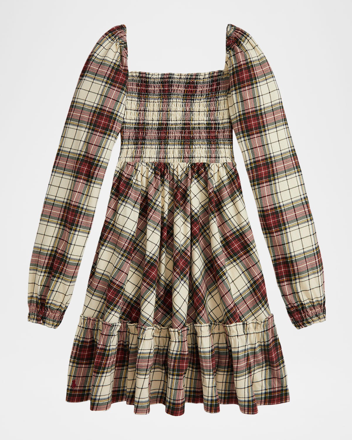 Polo Ralph Lauren Girls' Long-Sleeve Plaid Ruffled Dress