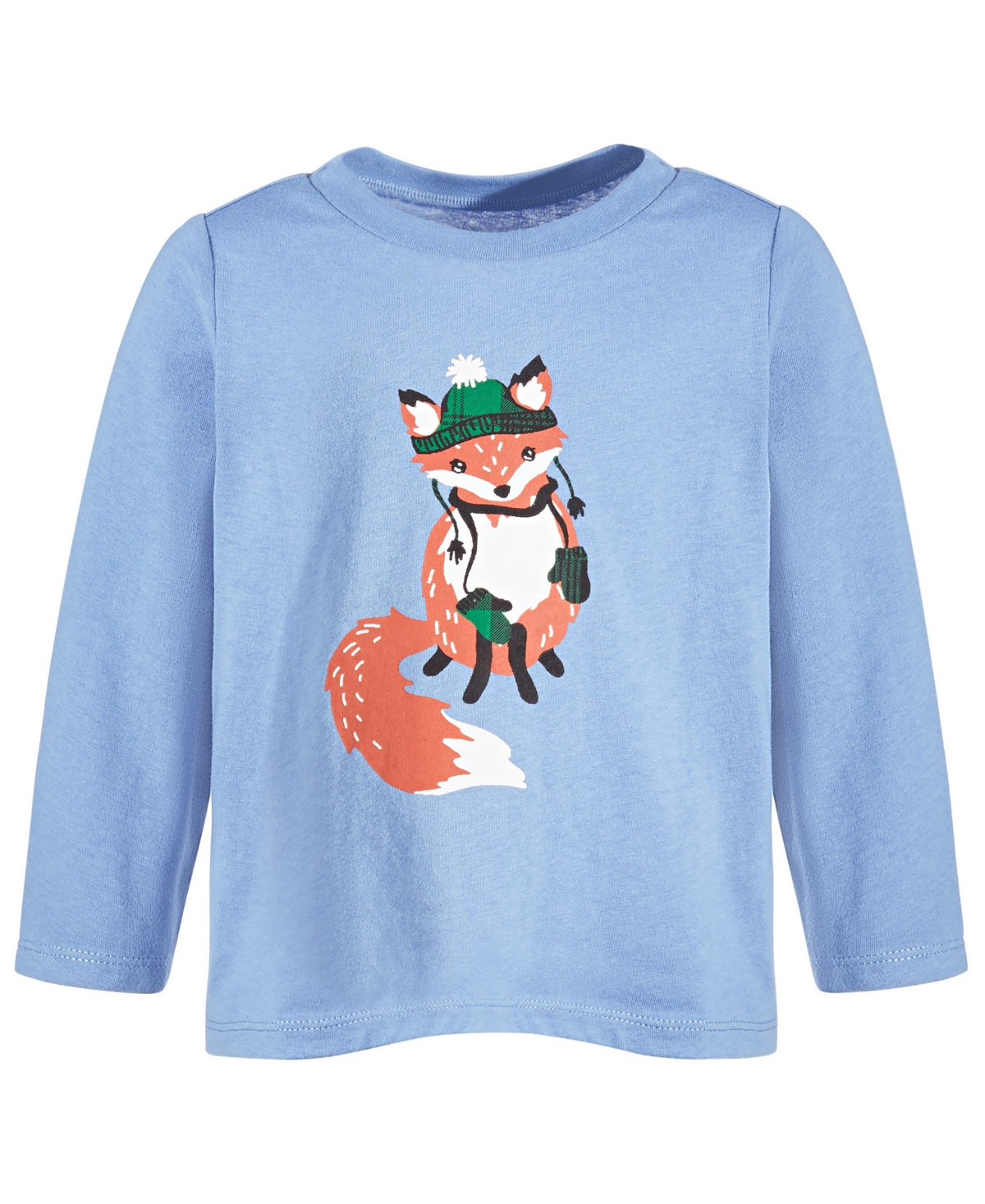 First Impressions Baby Boys Bundled Up Fox Long-Sleeve Cotton T-Shirt