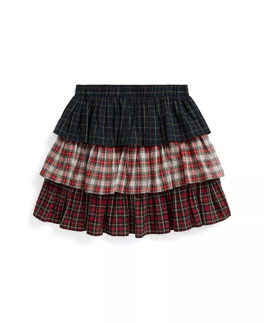 Polo Ralph Lauren Girls' Plaid Tiered Poplin Skirt