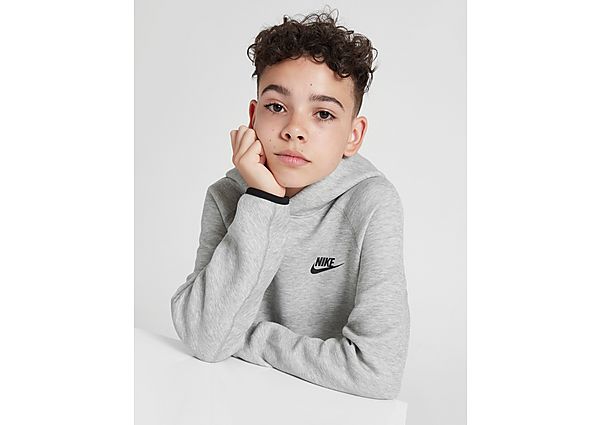 Nike Big Boys Sportswear Tech Fleece Pullover Hoodie - Dk Grey Heather/black/black