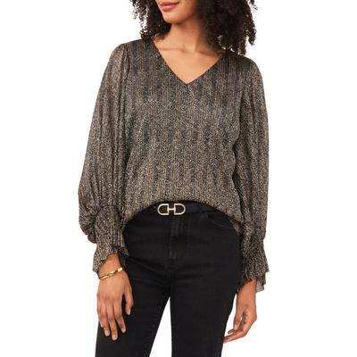 Vince Camuto Womens Smocked Cuff Knit Blouse
