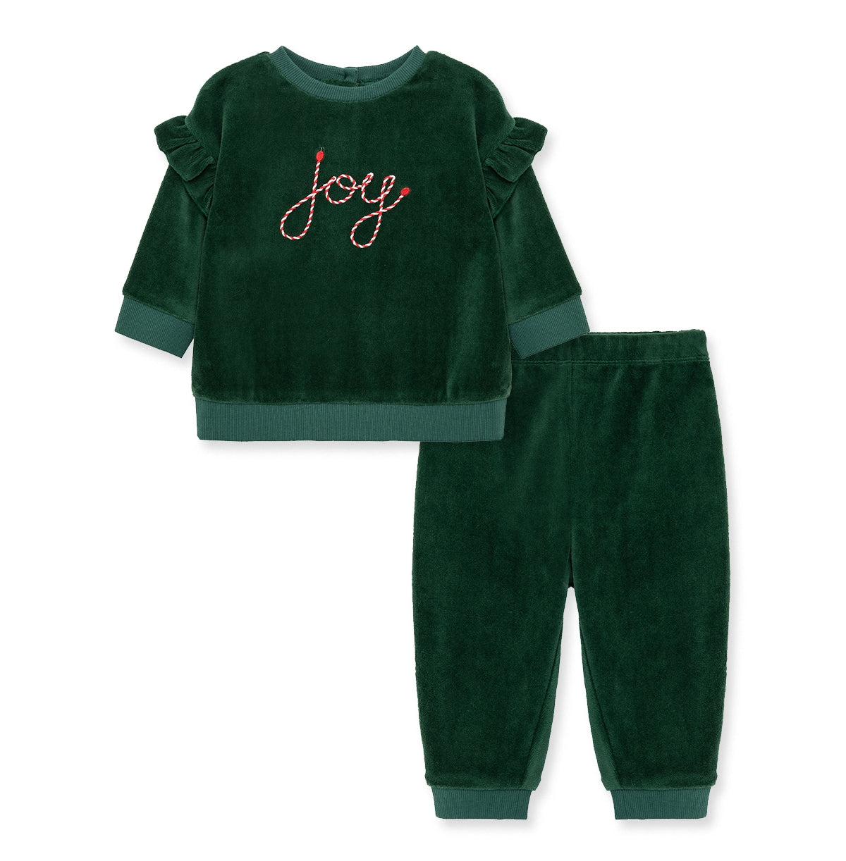 Little Me Baby Girls Joy Velour Top and Pant, 2 Piece Set