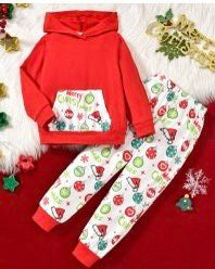 Red Xmas Boys Hoodie Set