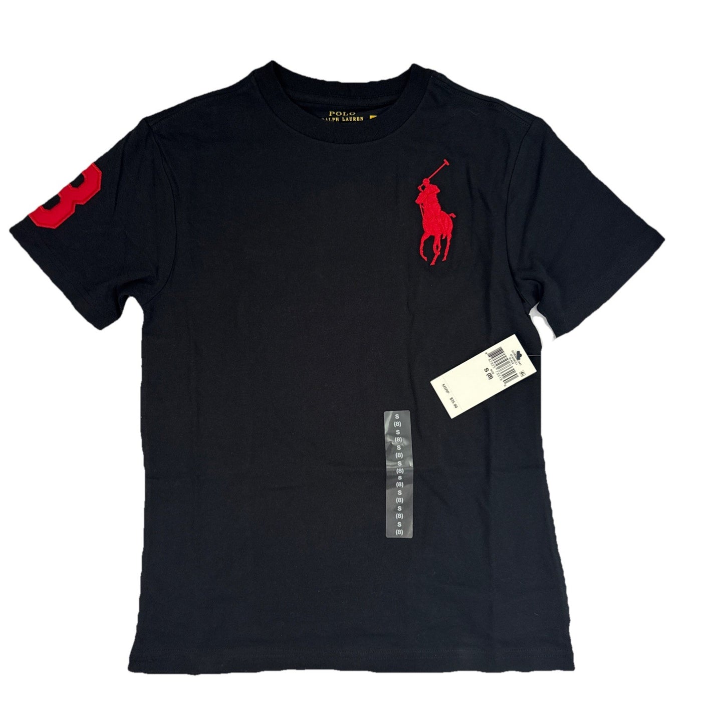 Polo Ralph Lauren Shirt Boys Big Pony Logo 3 Crewneck T-shirt Black