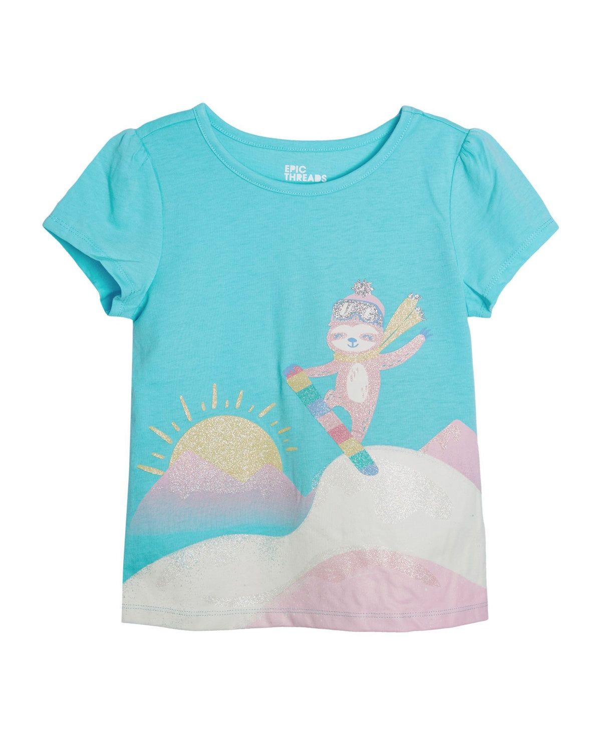 Epic Threads Little Girls Ski Sloth Graphic T-shirt
