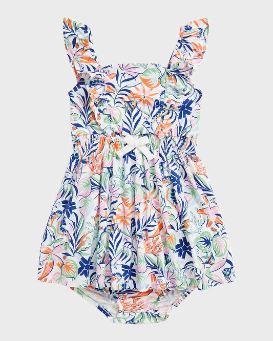 Polo Ralph Lauren Baby Girls Tropical Print Cotton Dress - Sea Creature Tropical with Sweet Lilac