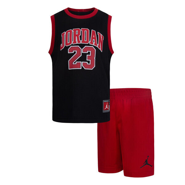 Jordan Little Boys 23 Jersey 2-Piece Set - Black Gym Red