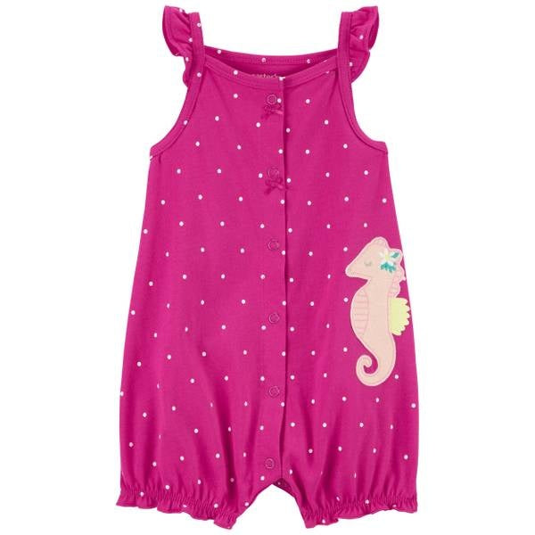 Carter's Infant Girls Seahorse Snap-up Cotton Romper