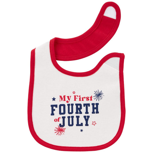 Carter's Baby Boys and Baby Girls 4th of July Teething Bib - White/Red