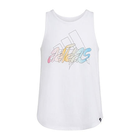Adidas Girls' Curved Hem Tank Top White