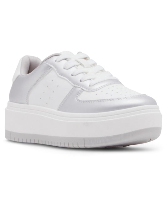 Steve Madden Girls JAlisa Lace up Sneaker - Silver