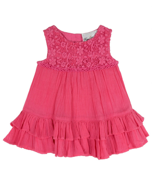Rare Editions Baby Girl Crochet and Gauze Dress