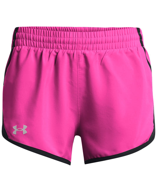Under Armour Girls' Fly by Shorts 3 in Rebel Pink/Black/Reflective $15.00 online