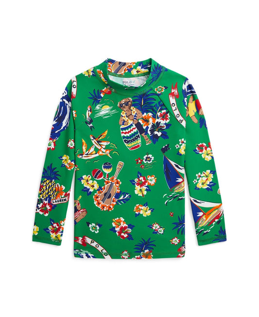 Polo Ralph Lauren Boys Polo Bear Performance Long Sleeves Rash Guard - Surfer Bear