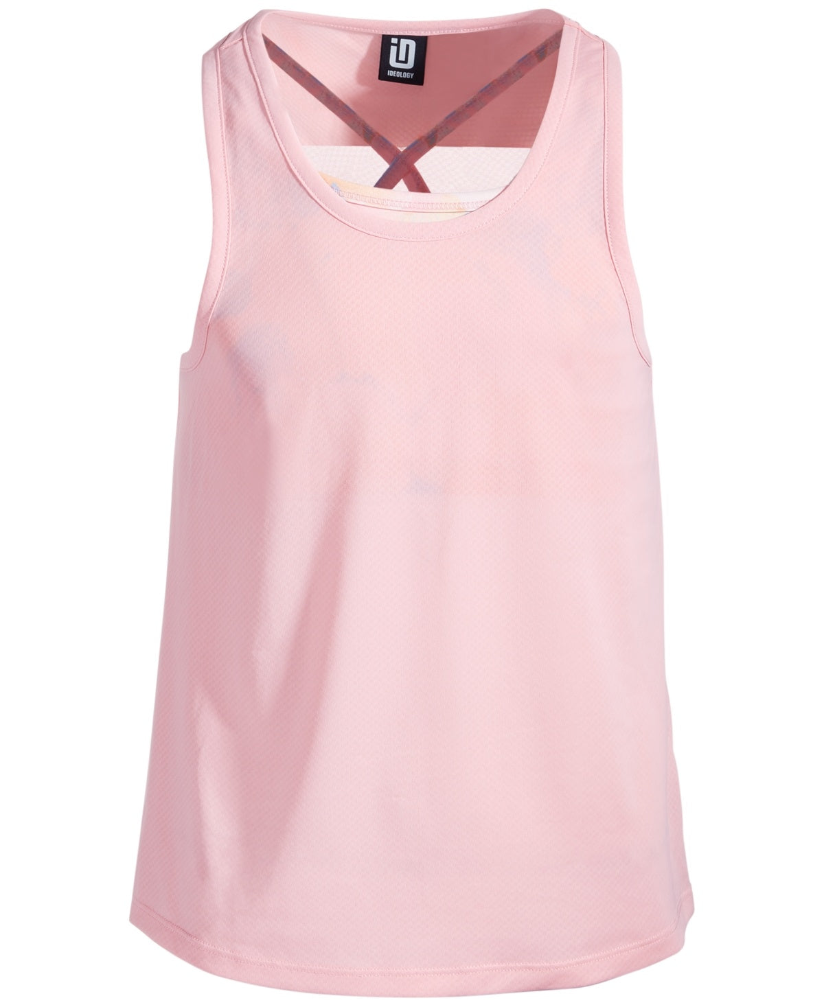 ID Ideology Big Girls Mesh Layered-Look Mesh Tank Top- Pink Icing
