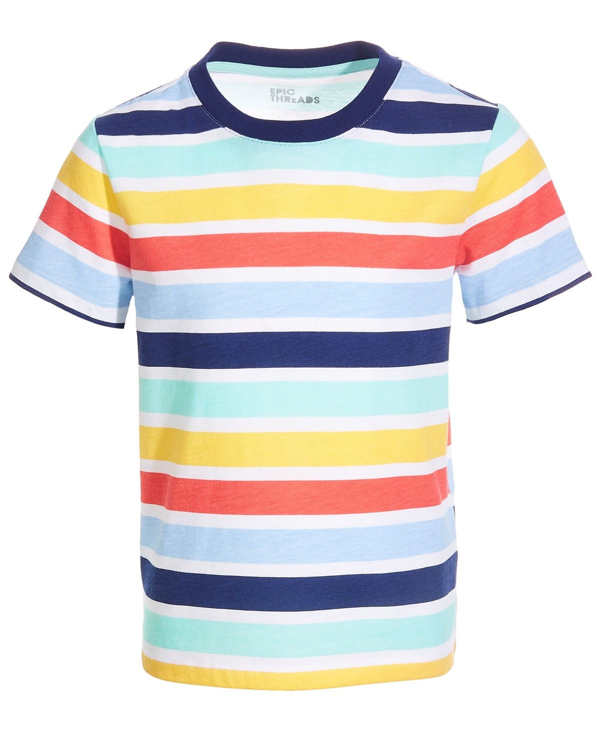 Epic Threads Boys Wide Multi Striped T-Shirt- Bright White