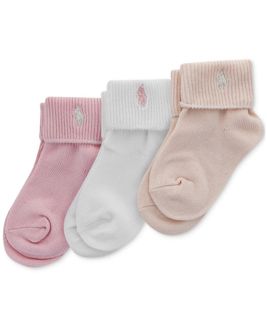 Polo Ralph Lauren Baby Girls 3-Pk. Turn-Cuff Socks - Pink