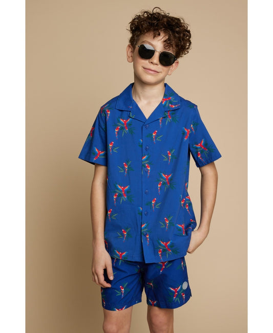 Brooks Brothers B by Big Boys Parrot Print Woven Short Sleeve Shirt