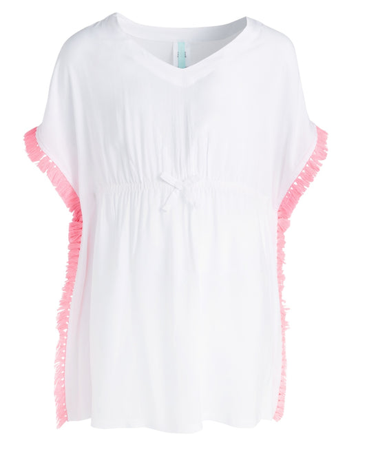 Breaking Waves Big Girls Tassel-Trimmed Kimono Cover-Up