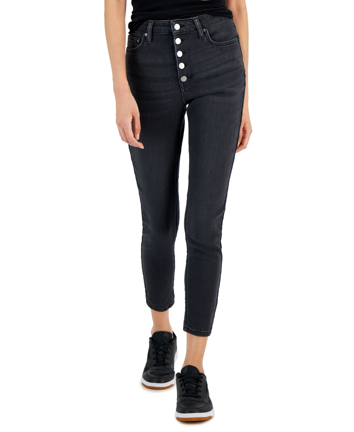 Tinseltown Juniors' Button-Fly Mid-Rise Skinny Ankle Jeans