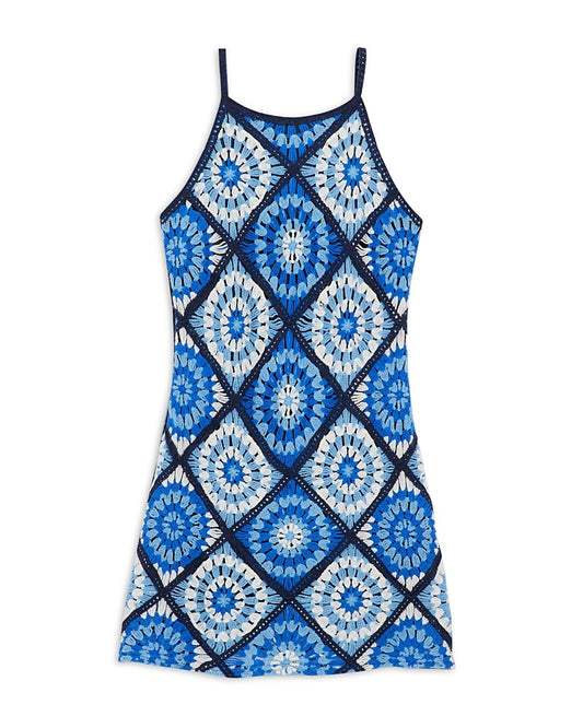 Aqua Girls' Tile Crochet Dress